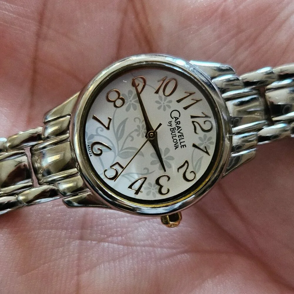 Caravelle by Bulova Women Wristwatch 45L124 Arabic Numerals Floral Motif Watch - Picture 7 of 11